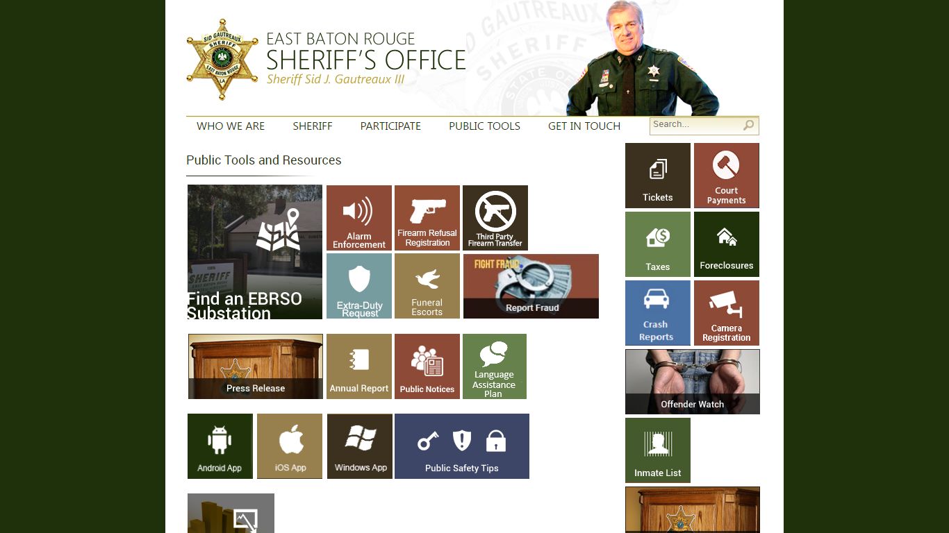 EBR Sheriff's Office > PUBLIC TOOLS - ebrso.org