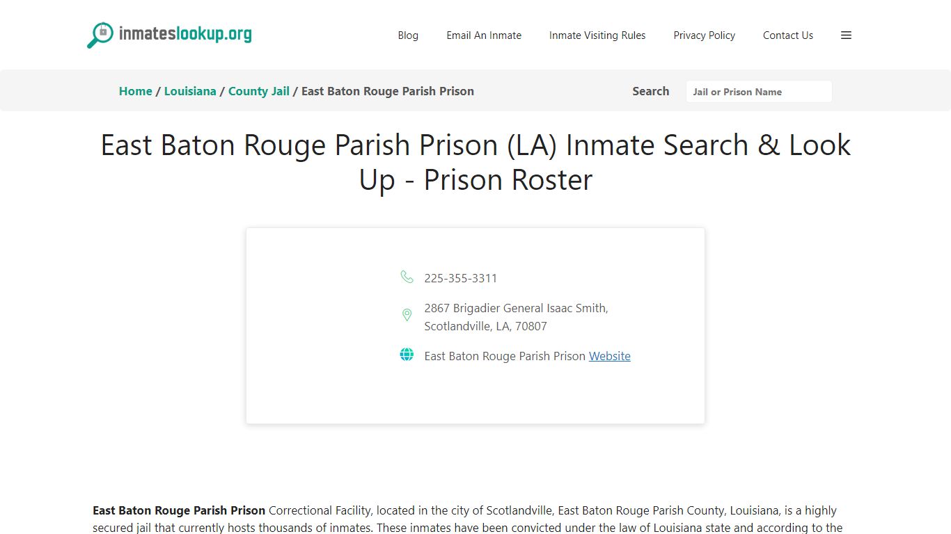 East Baton Rouge Parish Prison (LA) Inmate Search & Look Up - Inmate Lookup